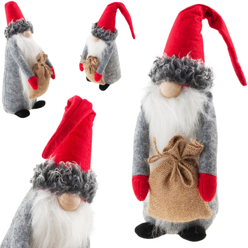 TG63073 Santa Claus Vousatý skřítek Velká 35cm dekorace na vánoční stromek skřítek