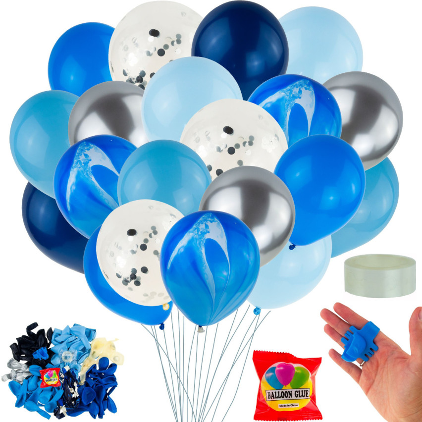 TG66237 BALLONGIRLANDE GROSSER BALLON SET BLAU GEBURTSTAG BABY DUSCHE JUNGE