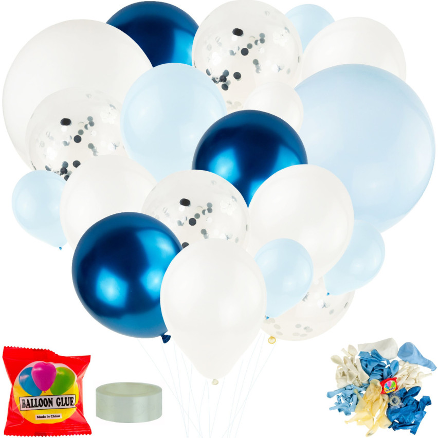 TG66238 GROSSE BALLONGIRLANDE LUFTBALLONS BLAU KONFETTI GEBURTSTAGSKIND SET