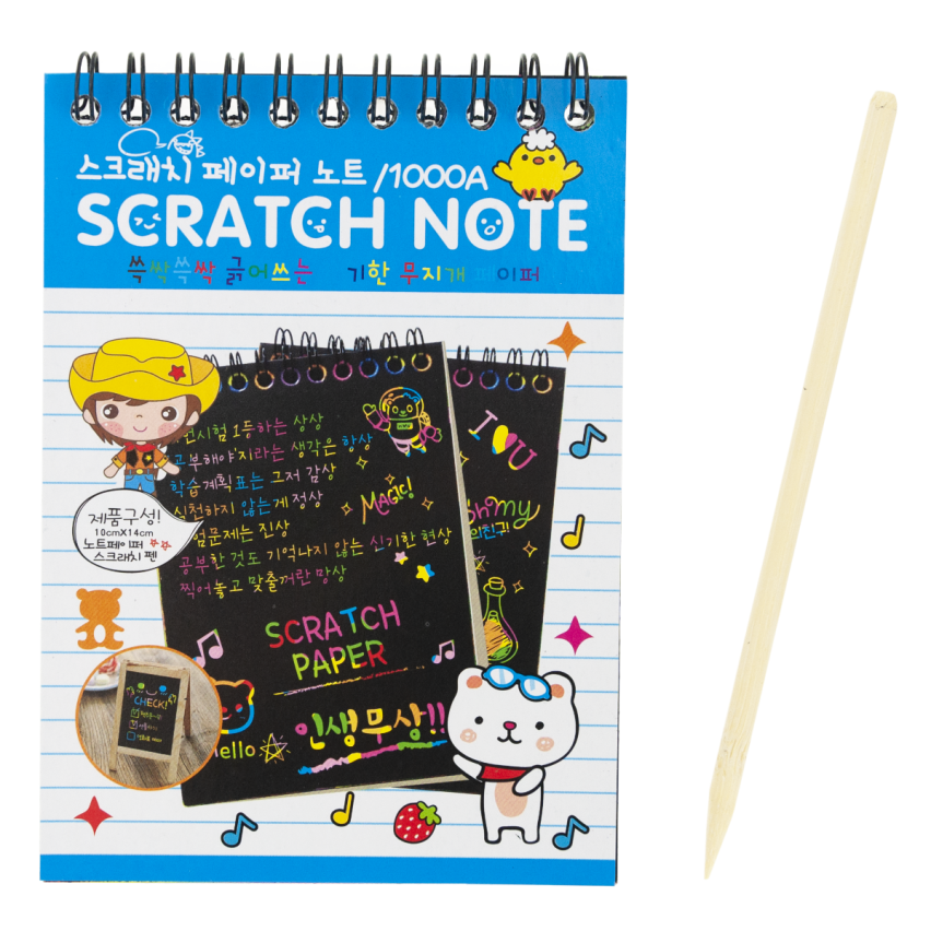 TG67341 SCRATCHBOARD A6 RAINBOW COLORING BOOK SCRATCHBOARD STYLUS NOTEBOOK BLACK NOTEBOOK