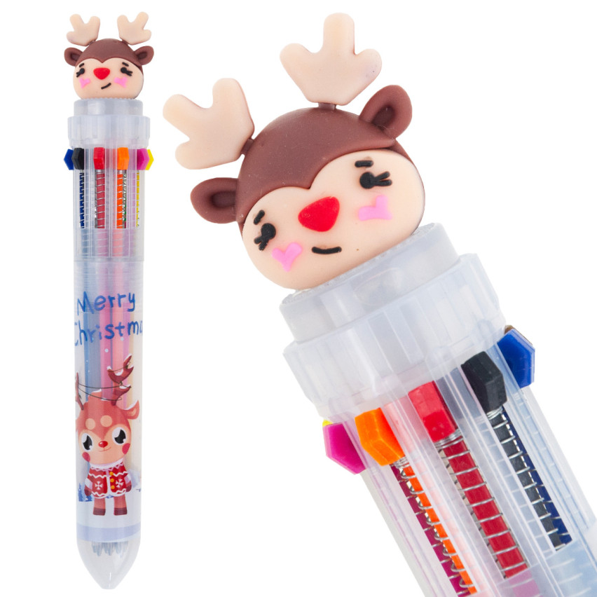 TG70497 FESTLICHE STIFT RENTIER WEIHNACHTSMANN GESCHENK MEHRFARBIG 10IN1