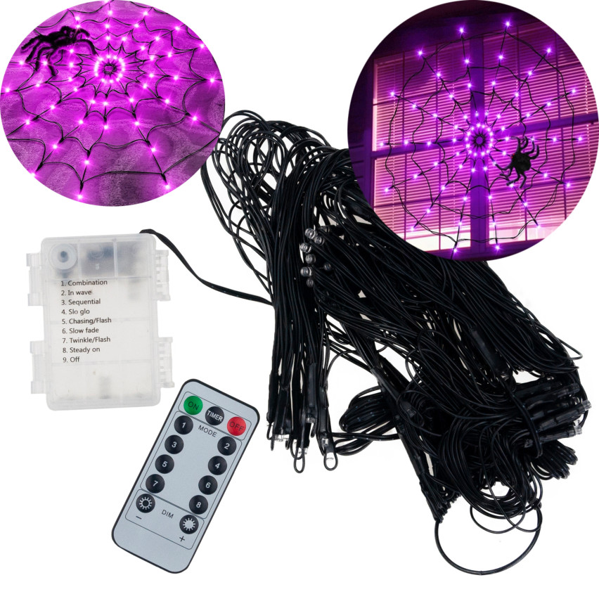 TG73019-2 SPINNENNETZ 70 LED KÜNSTLICHE HALLOWEEN LICHTER VIOLETT