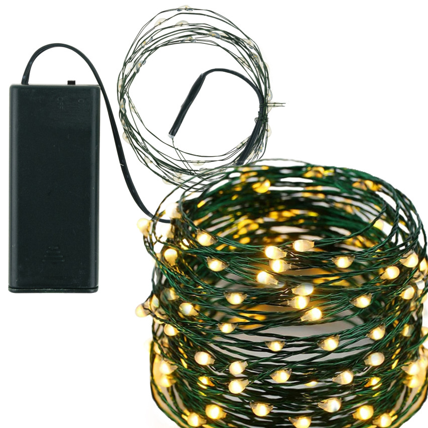 TG73524-2 GRÜNER DRAHT WEIHNACHTSBAUM LICHTER 40LED WARMES LICHT BATTERIEBETRIEBEN