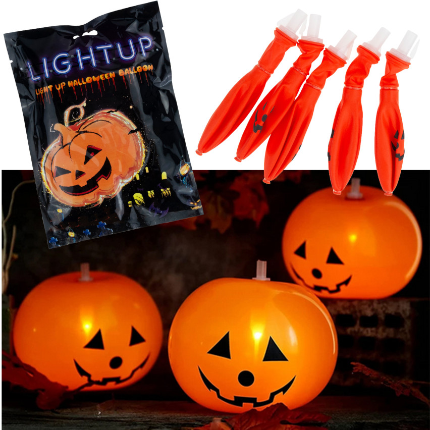 TG74159 HALLOWEEN BALLONS LED 5PC KÜRBISSE LEUCHTENDE ORANGE DEKORATIONEN