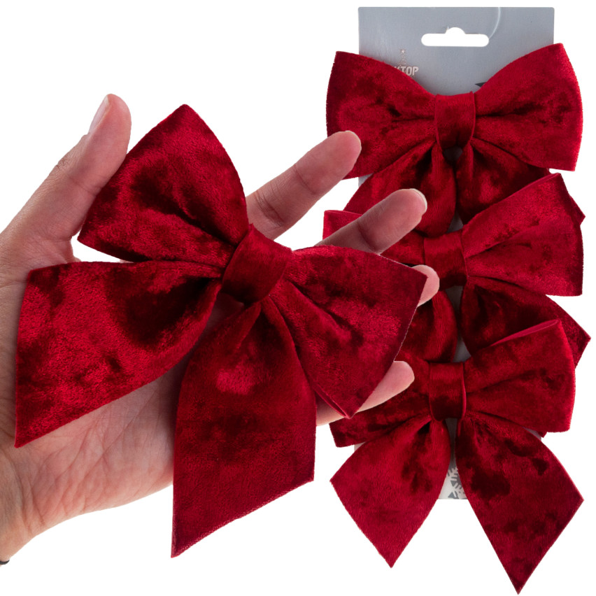 TG75789 GROSSE VELOUR ROTE WEIHNACHTSBAUMSCHLEIFEN FÜR WEIHNACHTSDEKORATIONEN