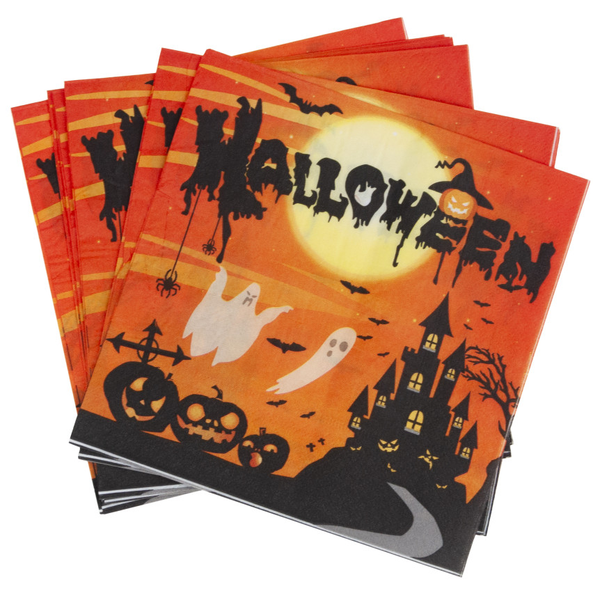 TG76537 HALLOWEEN SERVIETTEN 10PCS PARTY PAPIER ORANGE GESPENSTER