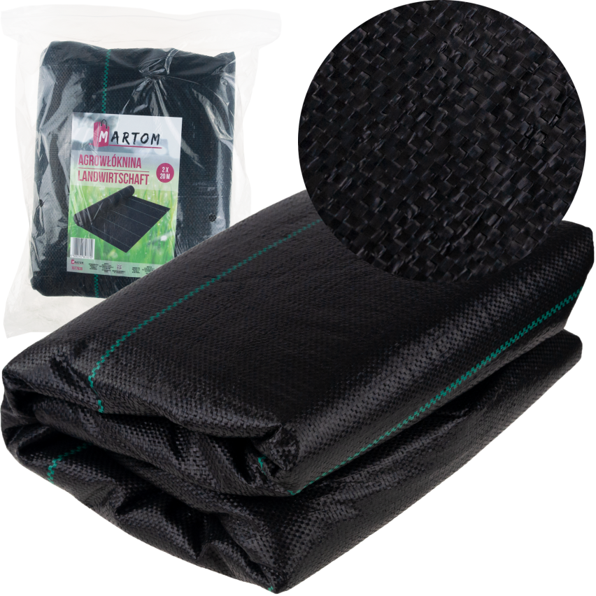 TG77638 Dickes Agro-Textil gegen Unkraut, Agro-Textil 2x20m, schwarz gegen Unkraut, 40m2