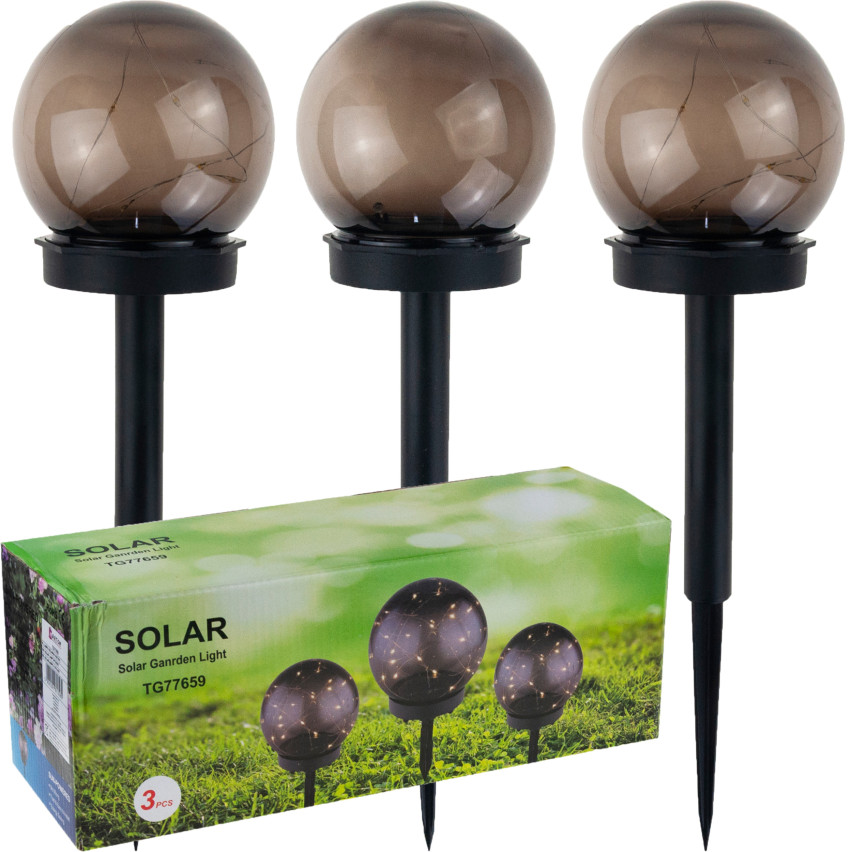 TG77659 LED-SOLARLAMPEN 3TLG. ANGETRIEBENE KUGELN POL SOLARLAMPE SET SENSOR