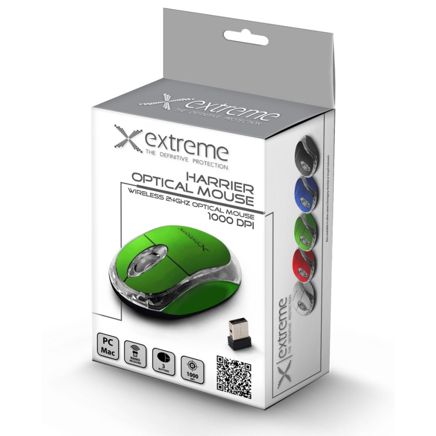 XM105G EXTREME DRAHTLOSE MAUS 2.4GHZ 3D OPTISCHE USB HARRIER GRÜN