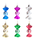 TG74290-2 KUGELN BONBONFARBEN ANHÄNGER ORNAMENT KUNSTSTOFF WEIHNACHTSBAUM 6PCS