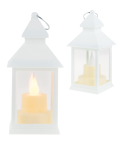 TG73372-1 Weiße LED-Laterne, Laterne mit Kerze, batteriebetriebene Laterne, Flamme